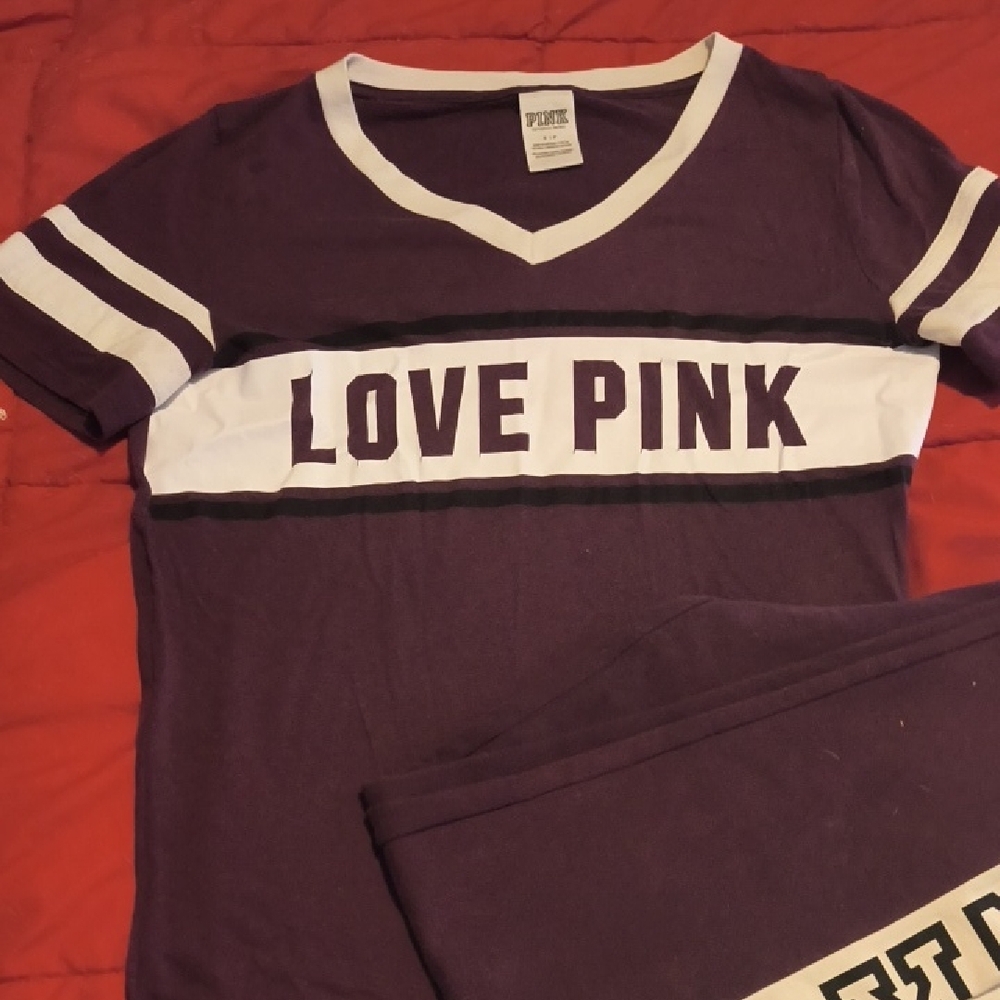 Purple and White LOVE PINK T-Shirt